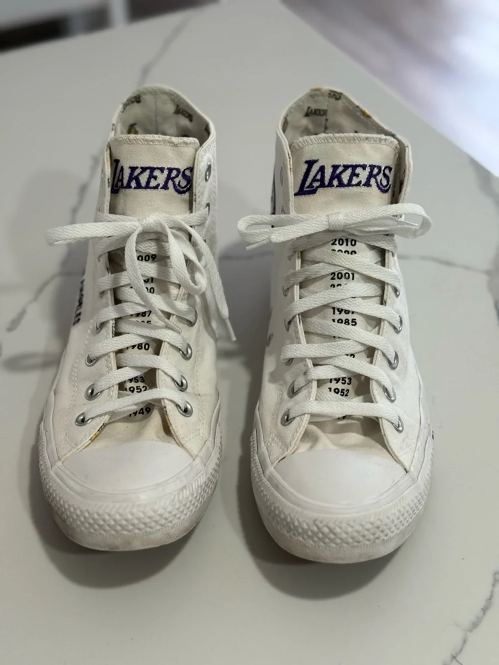 Lakers Converse White & Purple Men’s High-Top Sneakers - Picture 14 of 15